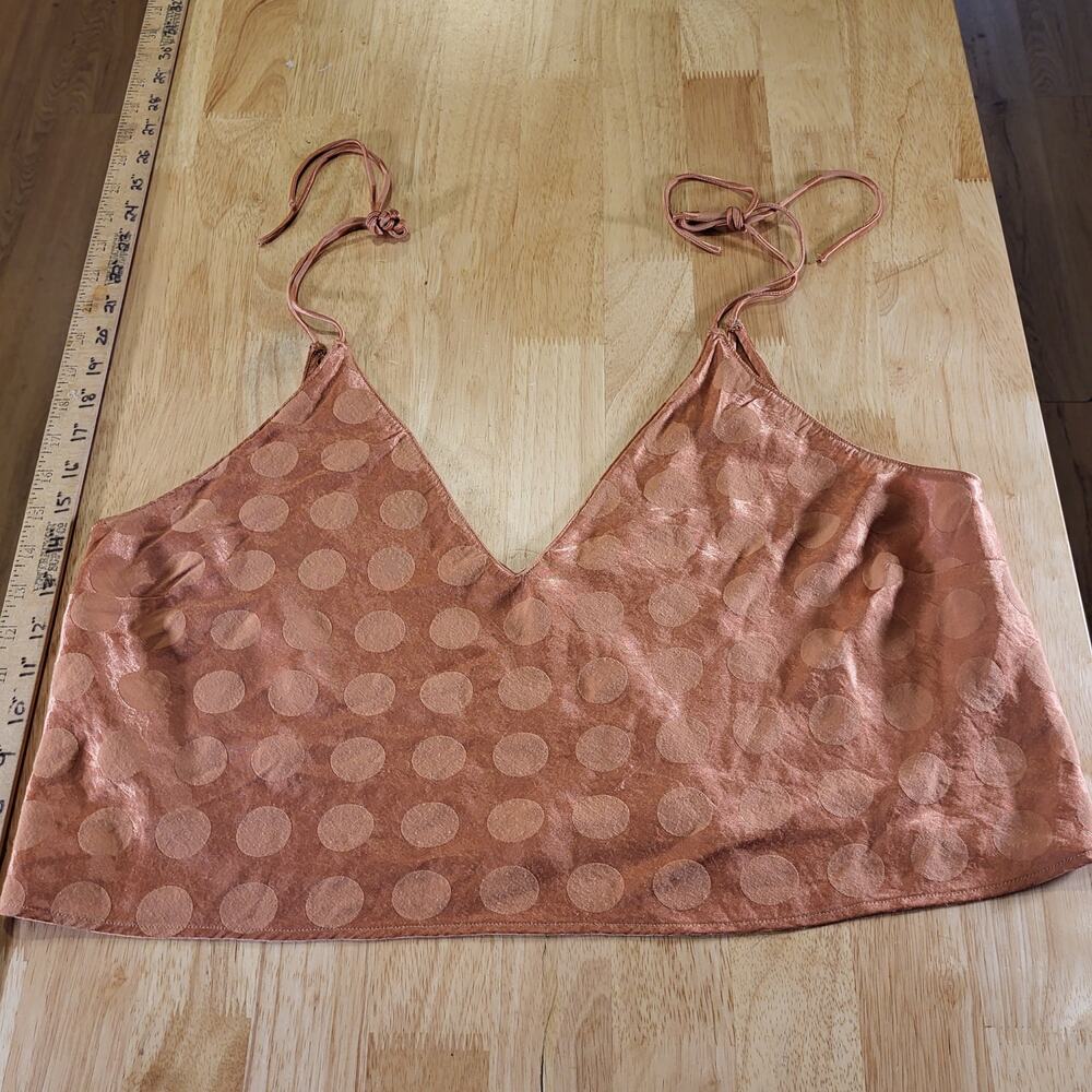 Victoria Secret Burnt Orange Cropped Polka Dot Satin Camisole sz XL